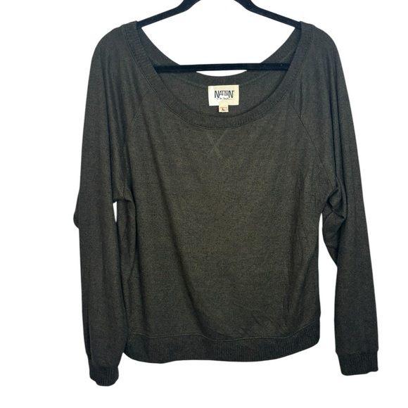 Nation LTD Sweaters - Nation LTD Dark Green Scoop Neck Long Sleeve Sweater Size Large